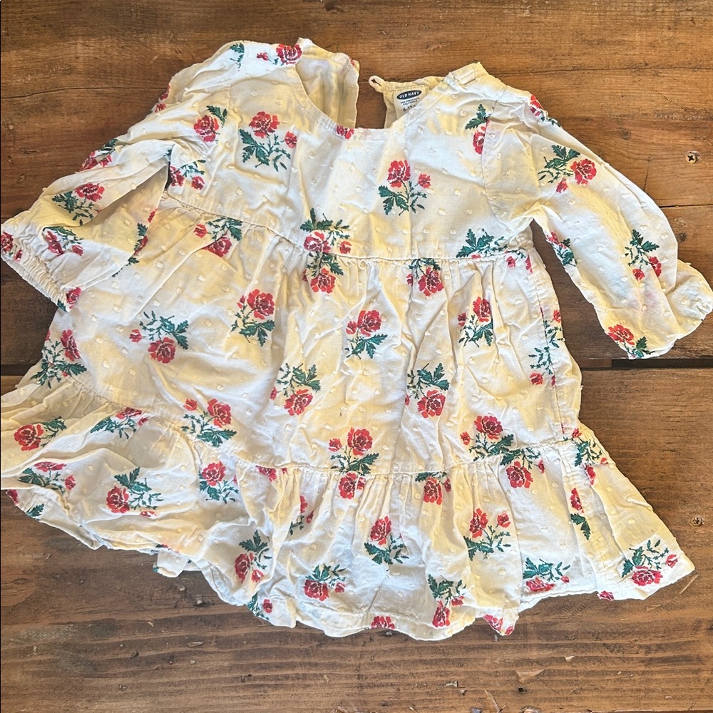 Old Navy Cream Dress with Red Floral Christmas dress